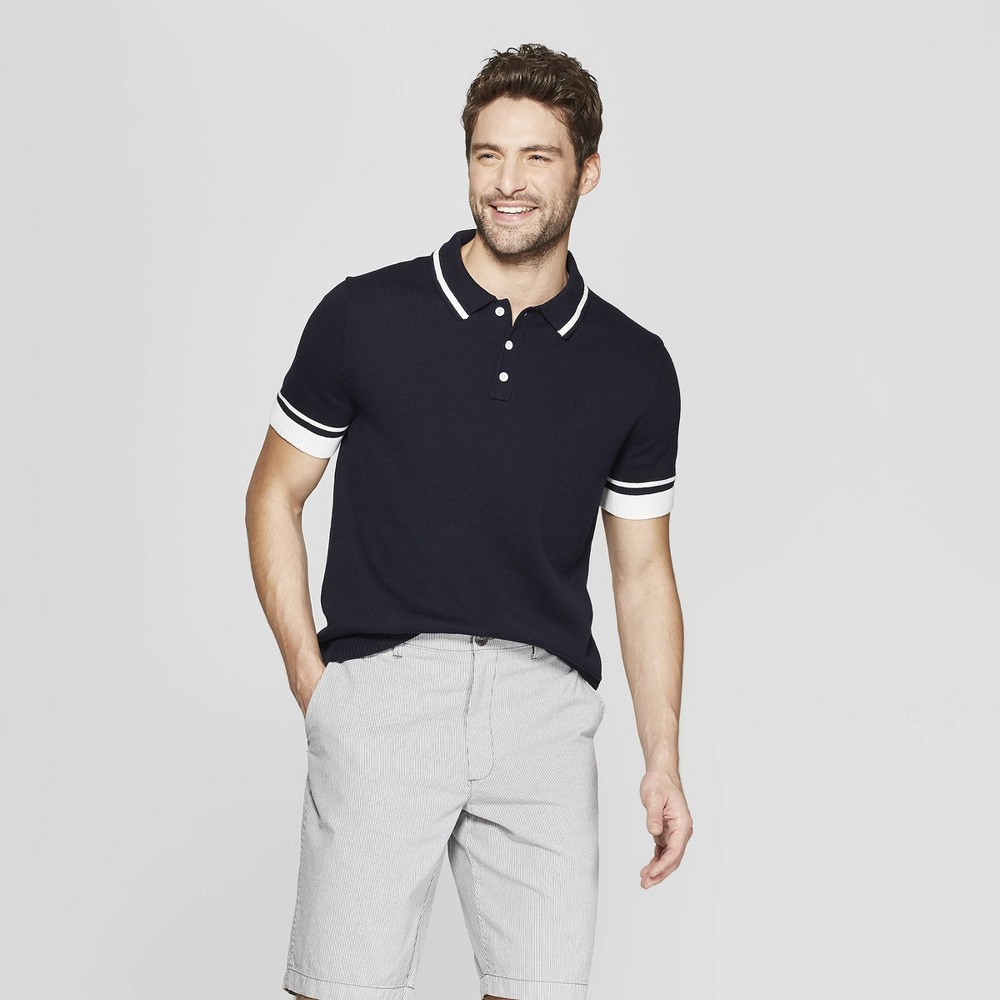 mens sweater polo short sleeve