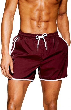 Men's Topman Runner Swim Trunks, Size Large/X-Large - Burgundy Men's Topman Runner Swim Trunks, Size Large/X-Large - Burgundy