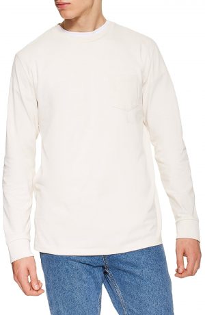 Men's Topman Skater Long Sleeve T-Shirt, Size Large - Ivory Men's Topman Skater Long Sleeve T-Shirt, Size Large - Ivory
