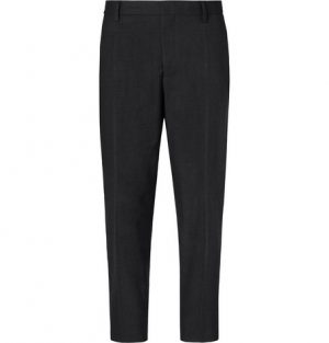 Mr P. - Cropped Pleated Stretch Wool and Cotton-Blend Trousers - Men - Charcoal Mr P. - Cropped Pleated Stretch Wool and Cotton-Blend Trousers - Men - Charcoal