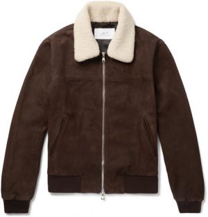 Mr P. - Shearling-Trimmed Suede Bomber Jacket - Men - Brown Mr P. - Shearling-Trimmed Suede Bomber Jacket - Men - Brown