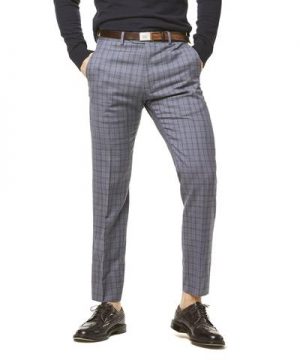 Navy and Grey Tropical Wool Plaid Sutton Suit Trouser Navy and Grey Tropical Wool Plaid Sutton Suit Trouser