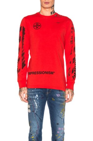 OFF-WHITE Diagonal Stencil Longsleeve Tee in Red. - size M (also in L,S,XL) OFF-WHITE Diagonal Stencil Longsleeve Tee in Red. - size M (also in L,S,XL)