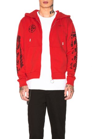 OFF-WHITE Diagonal Stencil Zip Hoodie in Red. - size L (also in M,S,XL) OFF-WHITE Diagonal Stencil Zip Hoodie in Red. - size L (also in M,S,XL)