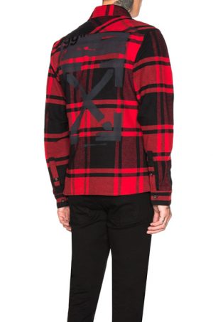 OFF-WHITE Stencil Flannel Shirt in Black,Plaid,Red. - size M (also in L,S) OFF-WHITE Stencil Flannel Shirt in Black,Plaid,Red. - size M (also in L,S)