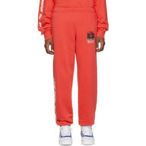 Off-White Red Monalisa Slim Lounge Pants Off-White Red Monalisa Slim Lounge Pants