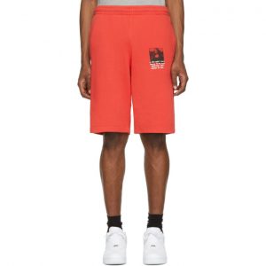 Off-White Red Monalisa Sweat Shorts Off-White Red Monalisa Sweat Shorts