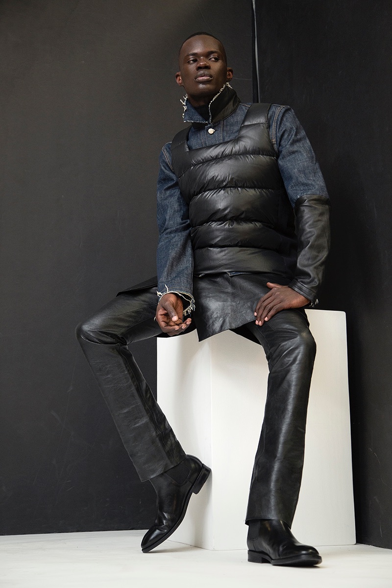 Paul wears jacket Helmut Lang, vest Han Kjobenhavn, pants Rick Owens, and boots Saint Laurent.