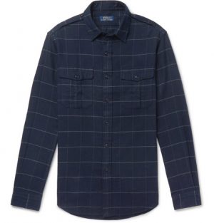 Polo Ralph Lauren - Checked Brushed Cotton-Flannel Overshirt - Men - Blue Polo Ralph Lauren - Checked Brushed Cotton-Flannel Overshirt - Men - Blue