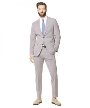 Red and Navy Cotton Check Sutton Suit Jacket Red and Navy Cotton Check Sutton Suit Jacket