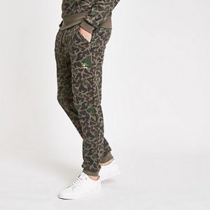 River Island Mens Money Clothing dark brown camo joggers River Island Mens Money Clothing dark brown camo joggers