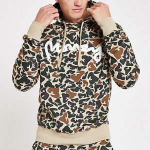 River Island Mens Money Clothing light brown camo hoodie River Island Mens Money Clothing light brown camo hoodie