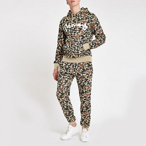 River Island Mens Money Clothing light brown camo joggers River Island Mens Money Clothing light brown camo joggers