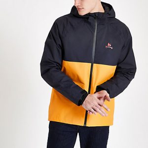 River Island Mens Money Clothing navy block panel anorak jacket River Island Mens Money Clothing navy block panel anorak jacket
