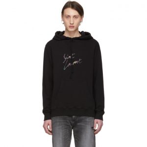Saint Laurent Black Animalier Logo Destroy Hoodie Saint Laurent Black Animalier Logo Destroy Hoodie
