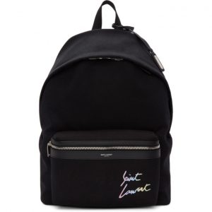 Saint Laurent Black Canvas Embroidered City Backpack Saint Laurent Black Canvas Embroidered City Backpack
