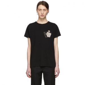 Saint Laurent Black Gun Rose Logo T-Shirt Saint Laurent Black Gun Rose Logo T-Shirt