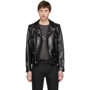Saint Laurent Black Leather Stars Classic Moto Jacket Saint Laurent Black Leather Stars Classic Moto Jacket