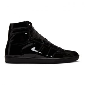 Saint Laurent Black Patent Court Classic SL/10H High-Top Sneakers Saint Laurent Black Patent Court Classic SL/10H High-Top Sneakers