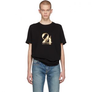 Saint Laurent Black and Gold 24 Universite T-Shirt Saint Laurent Black and Gold 24 Universite T-Shirt