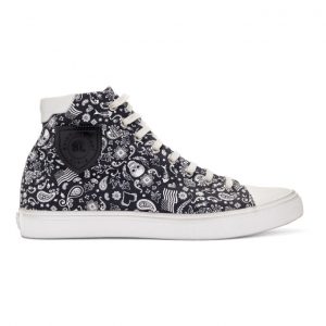 Saint Laurent Black and White Skull Bedford Sneakers Saint Laurent Black and White Skull Bedford Sneakers