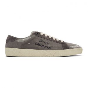 Saint Laurent Grey Destroyed SL/06 Court Classic Sneakers Saint Laurent Grey Destroyed SL/06 Court Classic Sneakers