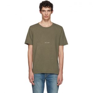 Saint Laurent Khaki Rive Gauche Logo T-Shirt Saint Laurent Khaki Rive Gauche Logo T-Shirt