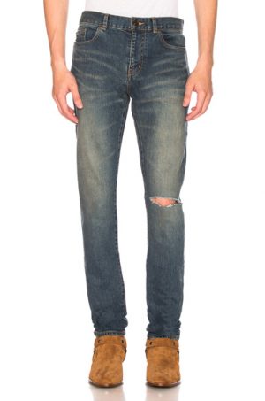 Saint Laurent Low Rise Destroyed Skinny Jeans in Blue. - size 28 (also in 36) Saint Laurent Low Rise Destroyed Skinny Jeans in Blue. - size 28 (also in 36)