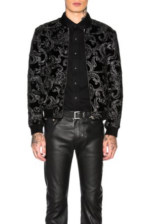 Saint Laurent Printed Jacket in Black,Metallic,Paisley. - size 48 (also in 50,52) Saint Laurent Printed Jacket in Black,Metallic,Paisley. - size 48 (also in 50,52)
