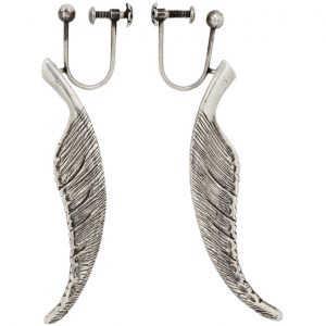 Saint Laurent Silver Animalier Feather Earrings Saint Laurent Silver Animalier Feather Earrings