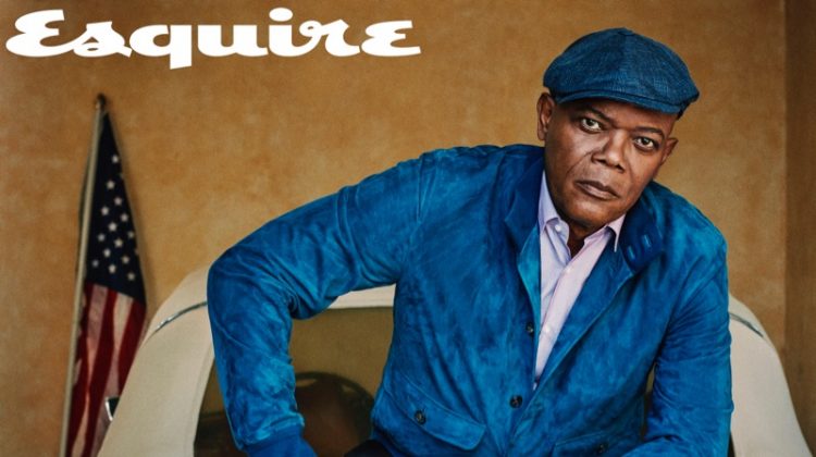 A sharp vision, Samuel L. Jackson sports a Loro Piana jacket with a shirt and trousers by BOSS. Christian Louboutin boots and a Brunello Cucinelli hat complete his look.