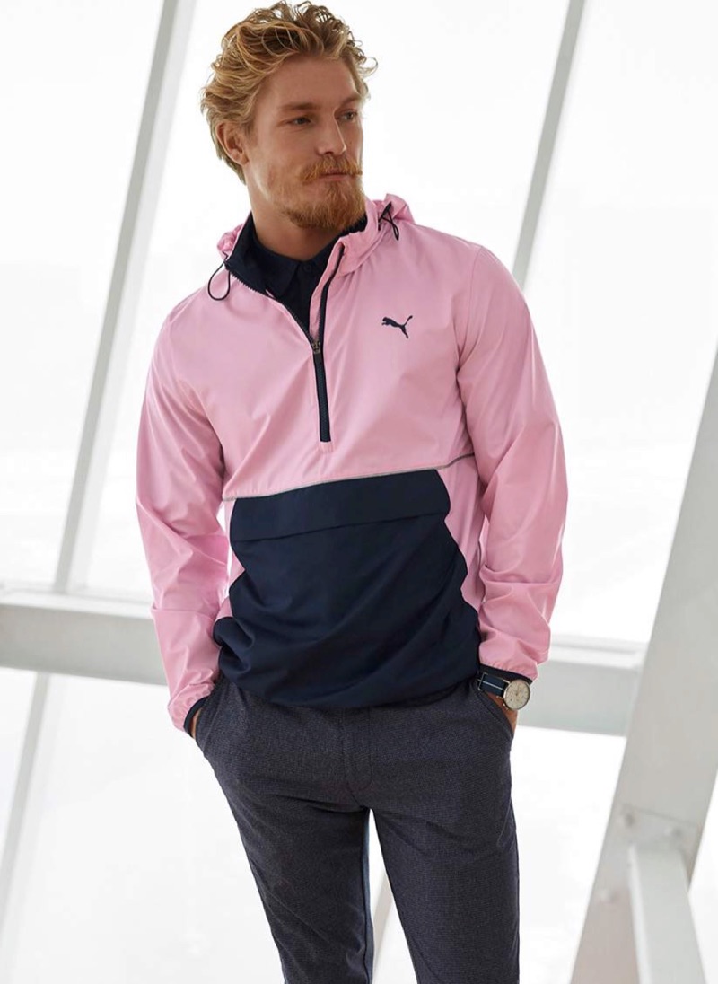 Showcasing smart athleisure style, Harry Goodwins dons a windbreaker from PUMA.