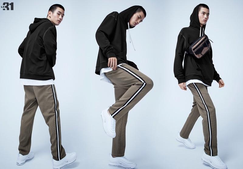 Going sporty, Kohei Takabatake rocks a LE 31 hoodie, oversized shirt, and houndstooth joggers with a Coach 1941 belt bag. He also sports Nike Air Max 97 sneakers. » Neutral Ground: Kohei Takabatake Goes Sporty in LE 31 for Simons Going sporty, Kohei Takabatake rocks a LE 31 hoodie, oversized shirt, and houndstooth joggers with a Coach 1941 belt bag. He also sports Nike Air Max 97 sneakers.