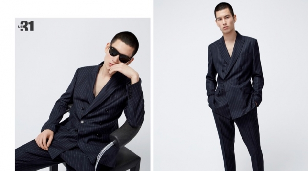 Monochromatic Vision: Kohei Takabatake Inspires in LE 31 Fits Dashing to say the least, Kohei Takabatake models a pinstripe anti-fit suit from LE 31.