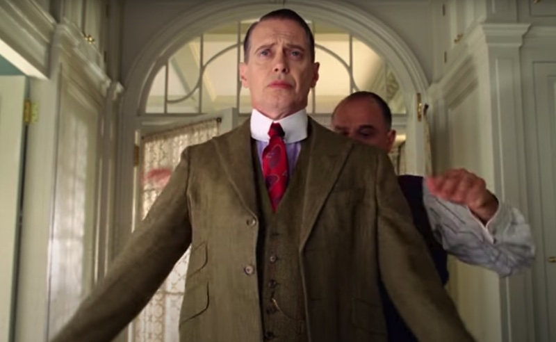 Steve Buscemi wears a three-piece suit as Nucky Thompson in Boardwalk Empire. 