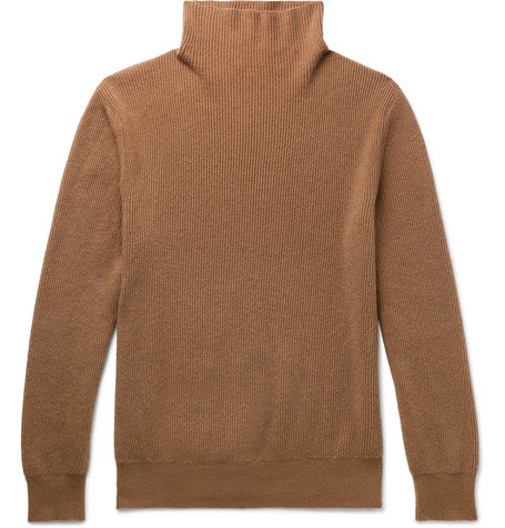 row rollneck ribbed camel cashmere sweater daniel