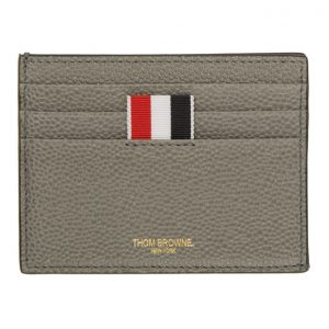 Thom Browne Grey 4-Bar Card Holder Thom Browne Grey 4-Bar Card Holder
