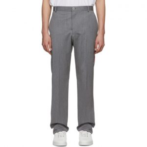 Thom Browne Grey Chino Stripe Unconstructed Trousers Thom Browne Grey Chino Stripe Unconstructed Trousers