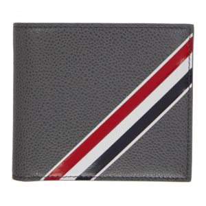 Thom Browne Grey Striped Bifold Wallet Thom Browne Grey Striped Bifold Wallet