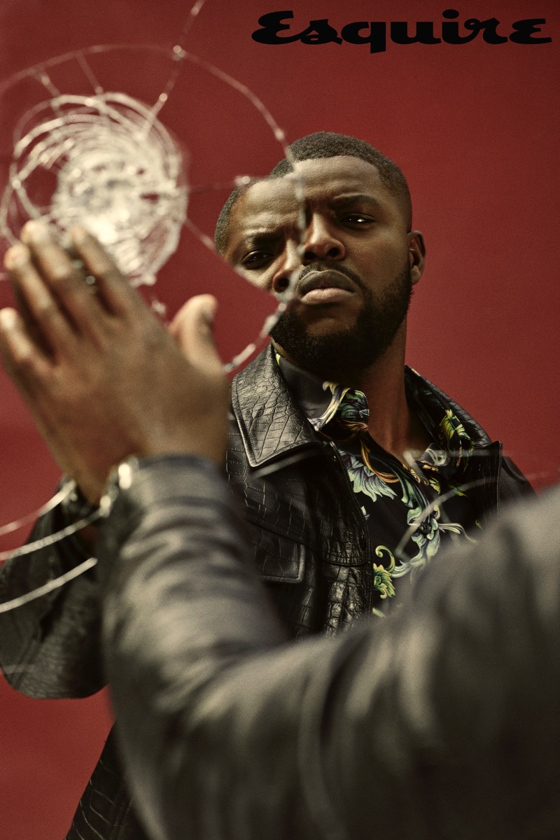 Winston Duke sports a leather jacket by Tom Ford with a Versace shirt. » 'Us' Star Winston Duke Embraces Fashion-Forward Style for Esquire Winston Duke sports a leather jacket by Tom Ford with a Versace shirt.