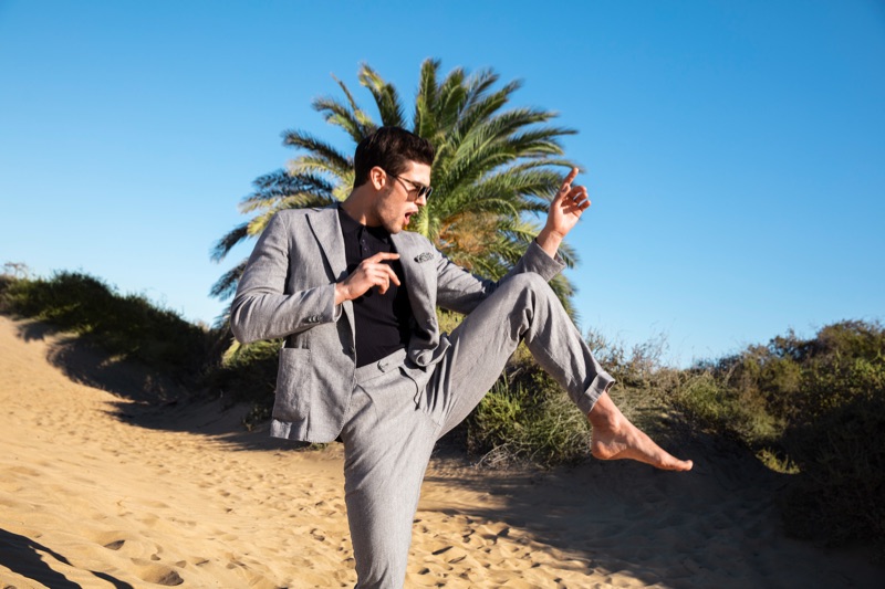 Showing off his best fighting moves, René Grincourt fronts Wormland's spring-summer 2019 campaign.