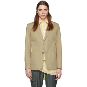 AMI Alexandre Mattiussi Beige Two-Button Blazer AMI Alexandre Mattiussi Beige Two-Button Blazer