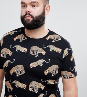 ASOS DESIGN Plus t-shirt with all over leopard print - Black ASOS DESIGN Plus t-shirt with all over leopard print - Black