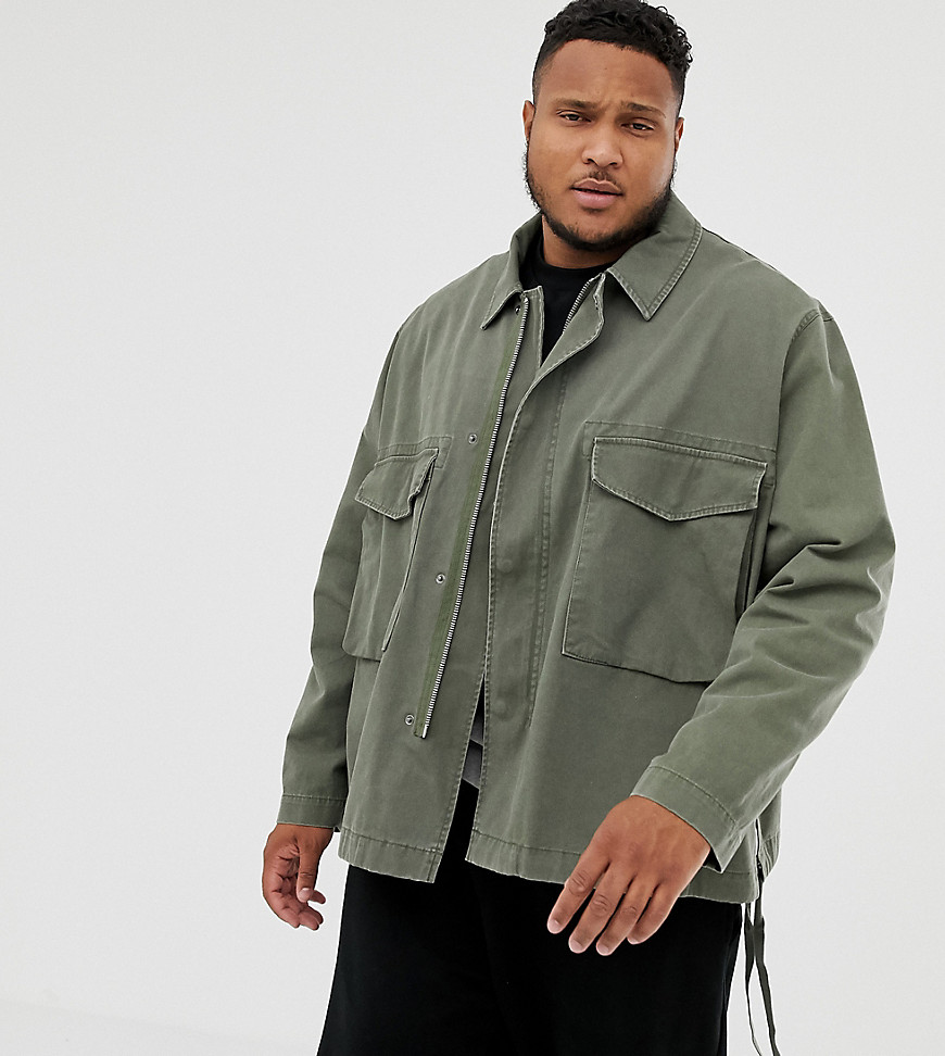 ASOS DESIGN Plus utility jacket in khaki Green The Fashionisto
