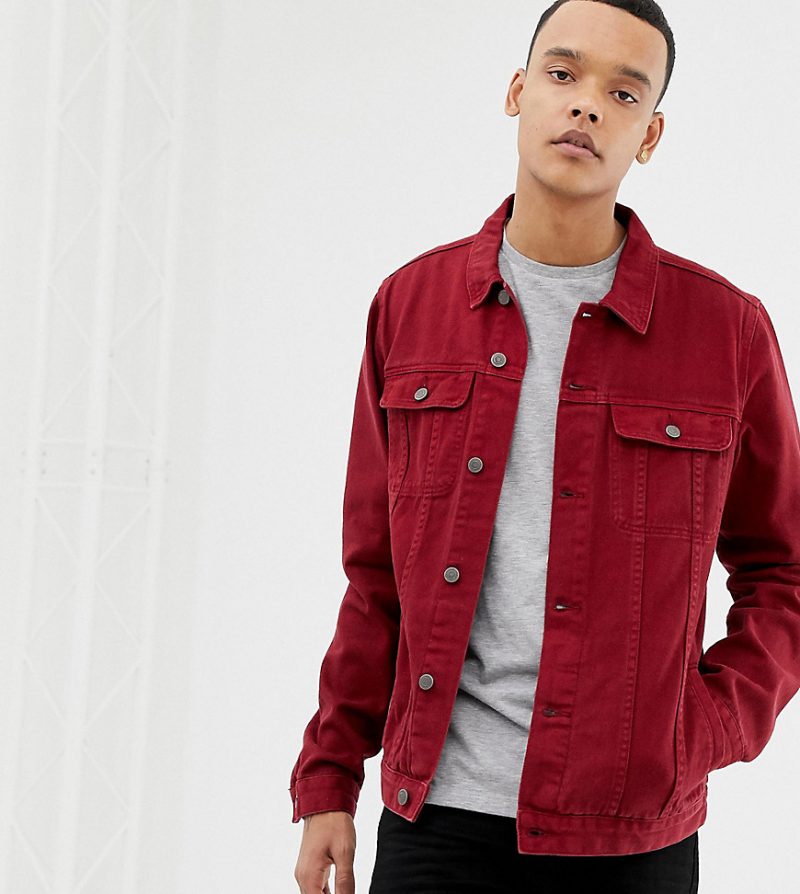 ASOS DESIGN Tall denim jacket in red – Red | The Fashionisto