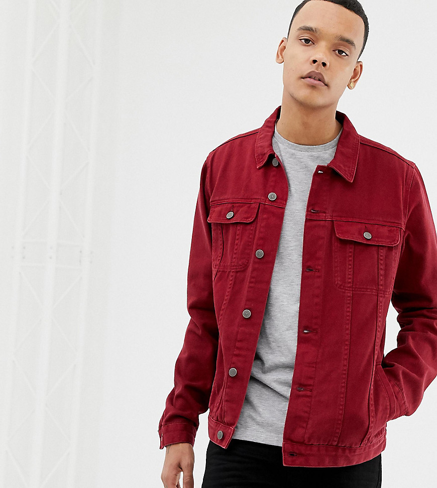 ASOS DESIGN Tall denim jacket in red Red The Fashionisto
