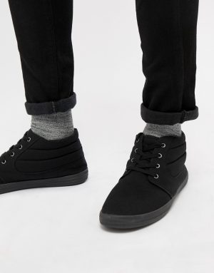 ASOS DESIGN chukka boots in black canvas - Black ASOS DESIGN chukka boots in black canvas - Black
