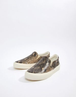 ASOS DESIGN slip on plimsolls in faux snake - Gray ASOS DESIGN slip on plimsolls in faux snake - Gray