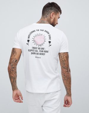 ASOS DESIGN t-shirt with back rose and text print - White ASOS DESIGN t-shirt with back rose and text print - White