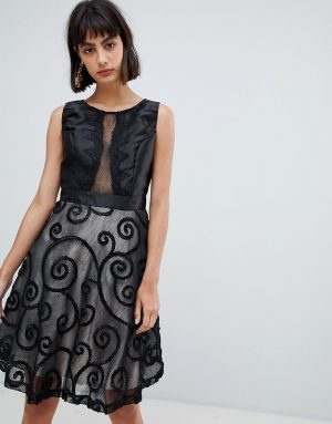 Amy Lynn Prom Dress With Brocade Detail - Black Amy Lynn Prom Dress With Brocade Detail - Black